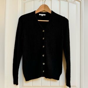 Laura Ashley Black Wool/Cotton Blend V-Neck Buttoned Cardigan. Size S